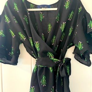 Cactus Ruffle Sleeve Shirt